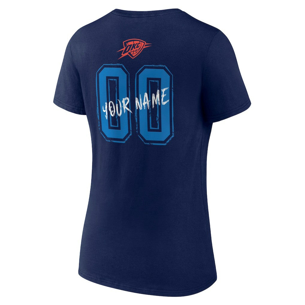 NBA - Oklahoma City Thunder Women's Hustle Custom V-Neck T-Shirt - Navy