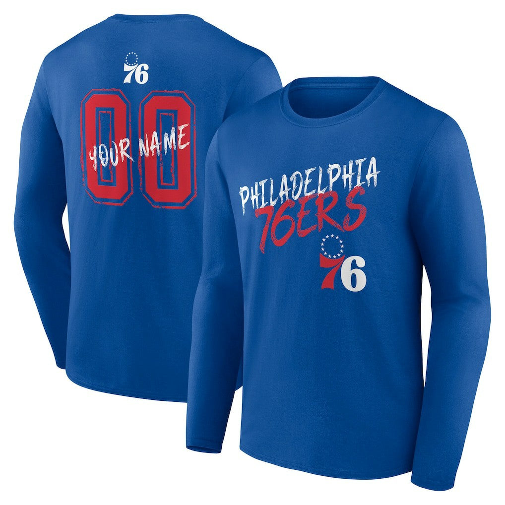 NBA - Philadelphia 76ers Hustle Custom Long Sleeve T-Shirt - Royal