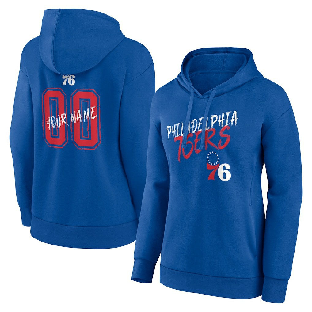 NBA - Philadelphia 76ers Women's Hustle Custom Pullover Hoodie - Royal