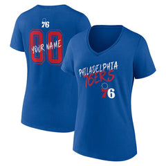 NBA - Philadelphia 76ers Women's Hustle Custom V-Neck T-Shirt - Royal