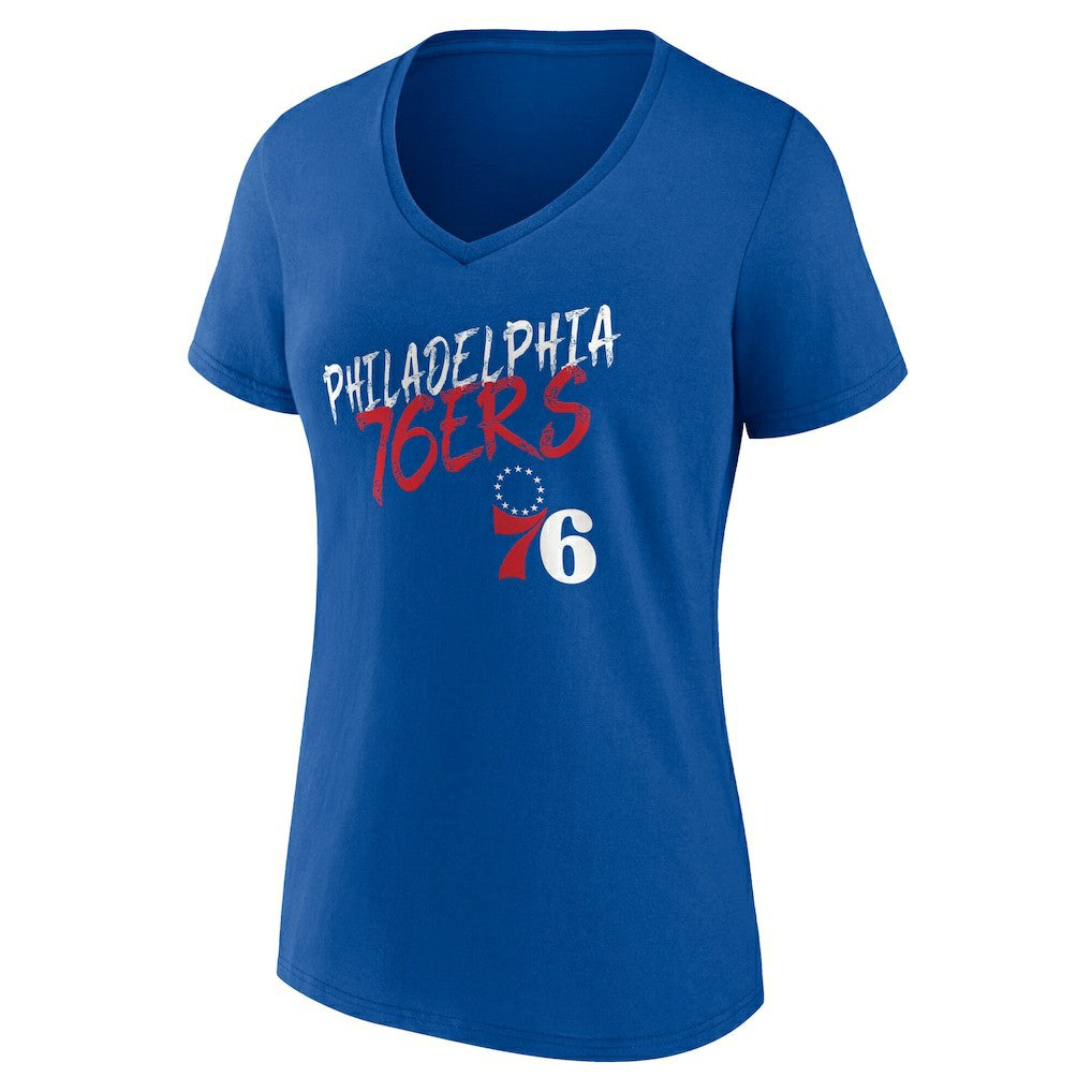NBA - Philadelphia 76ers Women's Hustle Custom V-Neck T-Shirt - Royal