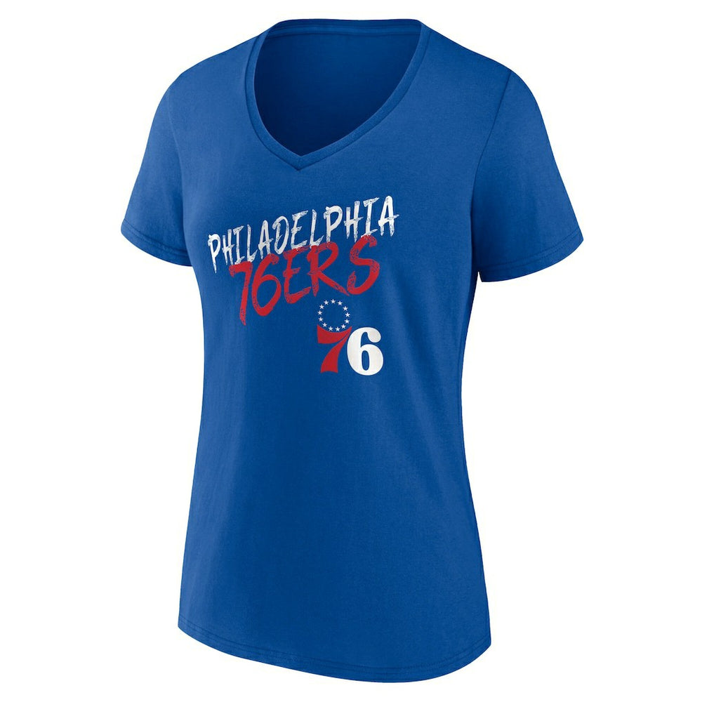 NBA - Philadelphia 76ers Women's Hustle Custom V-Neck T-Shirt - Royal