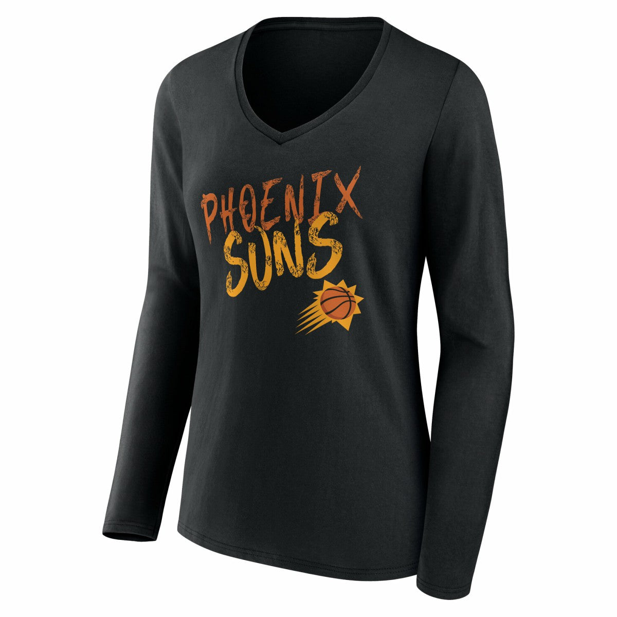 NBA - Phoenix Suns Women's Hustle Custom Long Sleeve V-Neck T-Shirt - Black