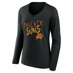 NBA - Phoenix Suns Women's Hustle Custom Long Sleeve V-Neck T-Shirt - Black