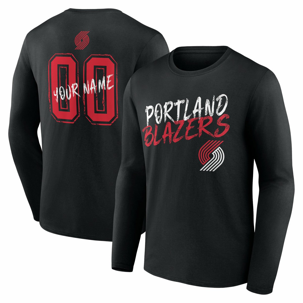 NBA - Portland Trail Blazers Hustle Custom Long Sleeve T-Shirt - Black