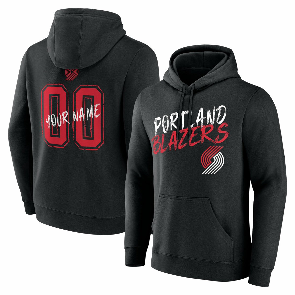NBA - Portland Trail Blazers Hustle Custom Pullover Hoodie - Black