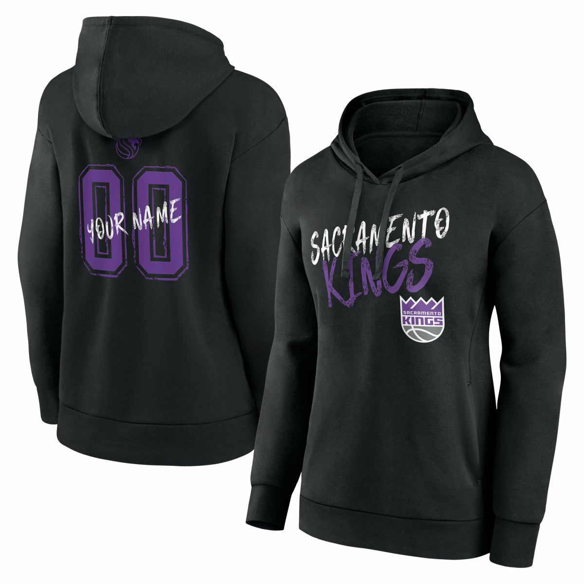 NBA - Sacramento Kings Women's Hustle Custom Pullover Hoodie - Black