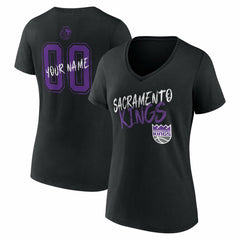NBA - Sacramento Kings Women's Hustle Custom V-Neck T-Shirt - Black