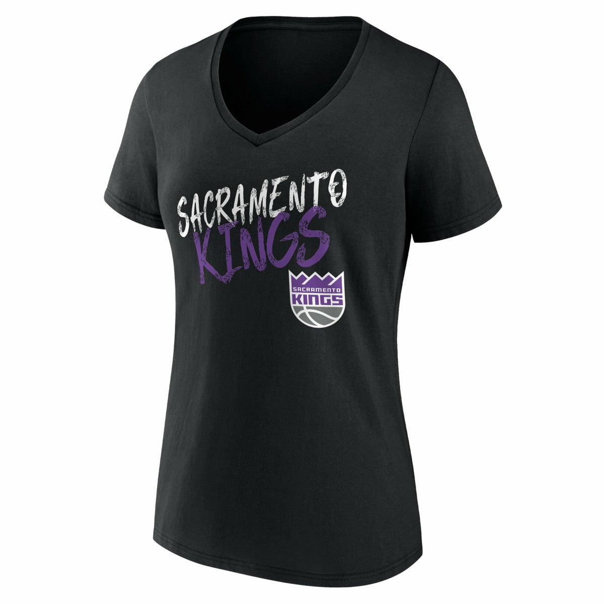 NBA - Sacramento Kings Women's Hustle Custom V-Neck T-Shirt - Black