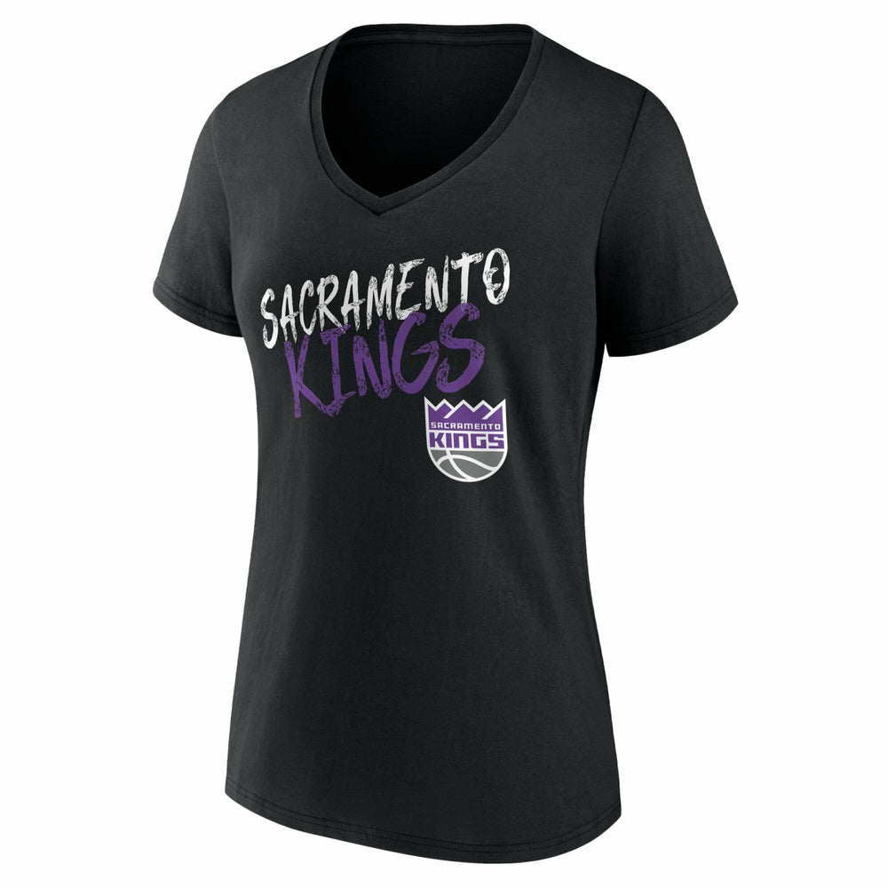 NBA - Sacramento Kings Women's Hustle Custom V-Neck T-Shirt - Black
