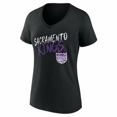 NBA - Sacramento Kings Women's Hustle Custom V-Neck T-Shirt - Black