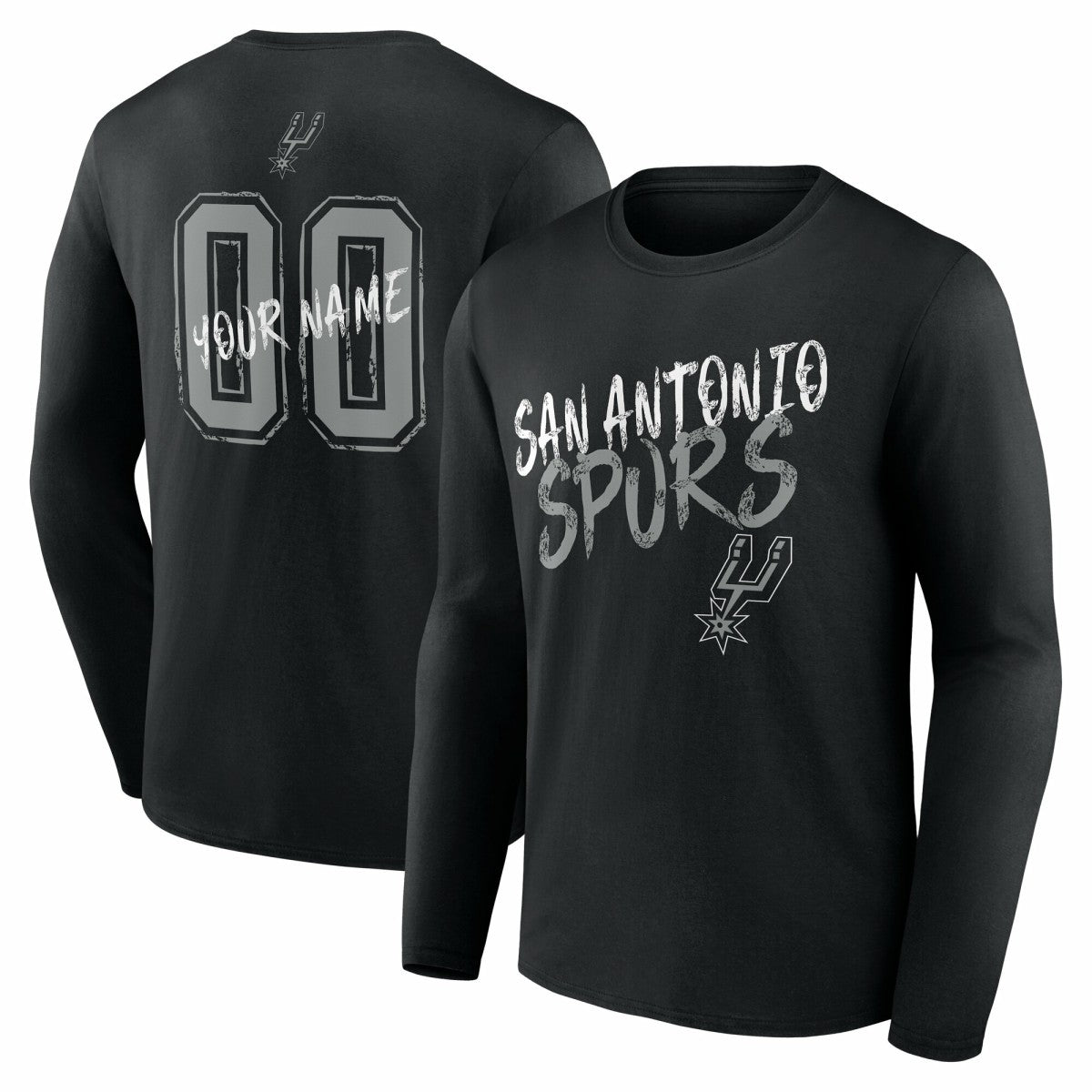 NBA - San Antonio Spurs Hustle Custom Long Sleeve T-Shirt - Black