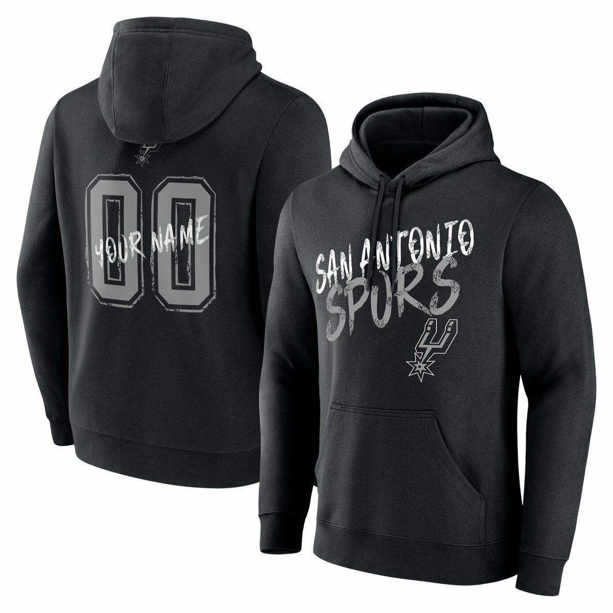 NBA - San Antonio Spurs Hustle Custom Pullover Hoodie - Black
