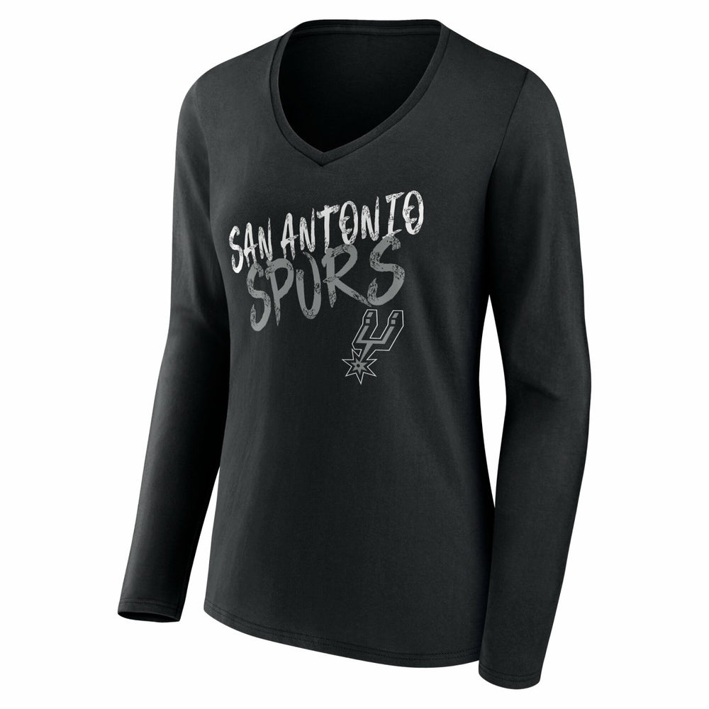 NBA - San Antonio Spurs Women's Hustle Custom Long Sleeve V-Neck T-Shirt - Black