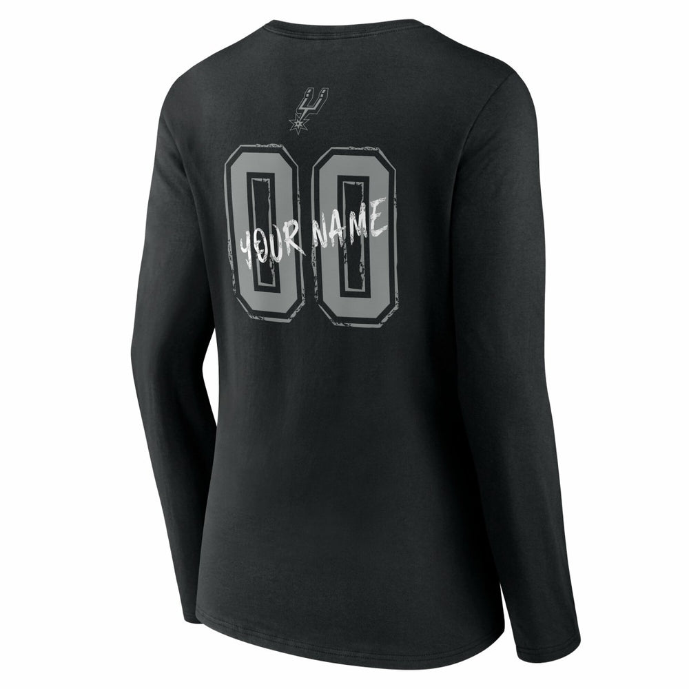 NBA - San Antonio Spurs Women's Hustle Custom Long Sleeve V-Neck T-Shirt - Black