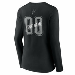 NBA - San Antonio Spurs Women's Hustle Custom Long Sleeve V-Neck T-Shirt - Black