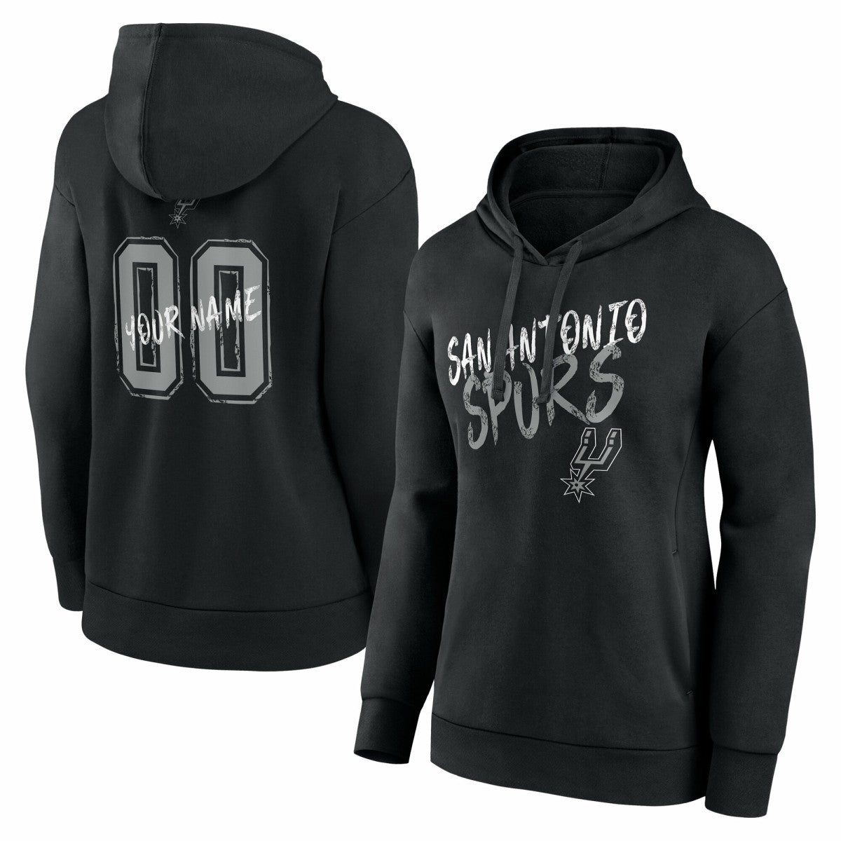 NBA - San Antonio Spurs Women's Hustle Custom Pullover Hoodie - Black