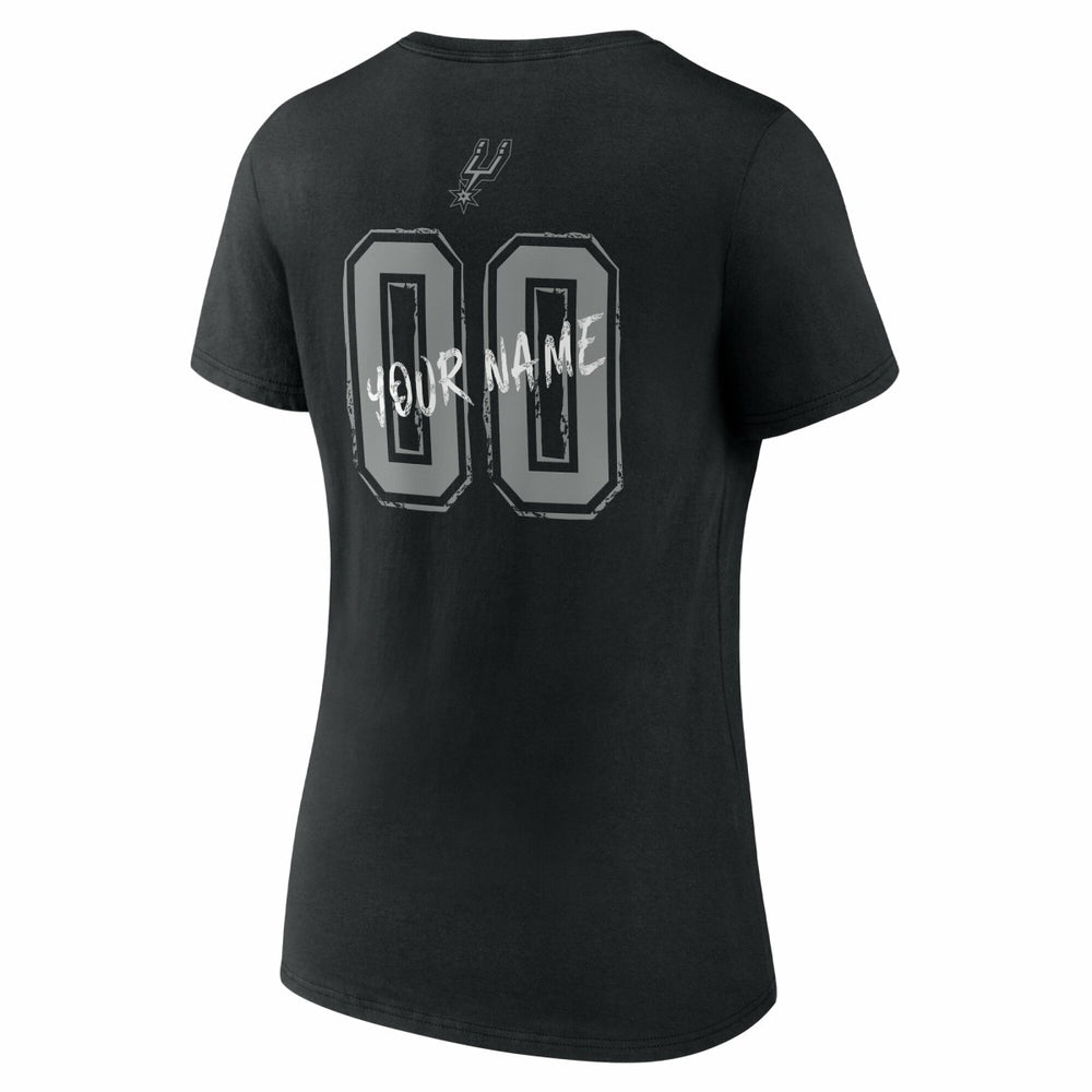 NBA - San Antonio Spurs Women's Hustle Custom V-Neck T-Shirt - Black