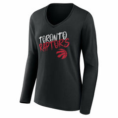 NBA - Toronto Raptors Women's Hustle Custom Long Sleeve V-Neck T-Shirt - Black