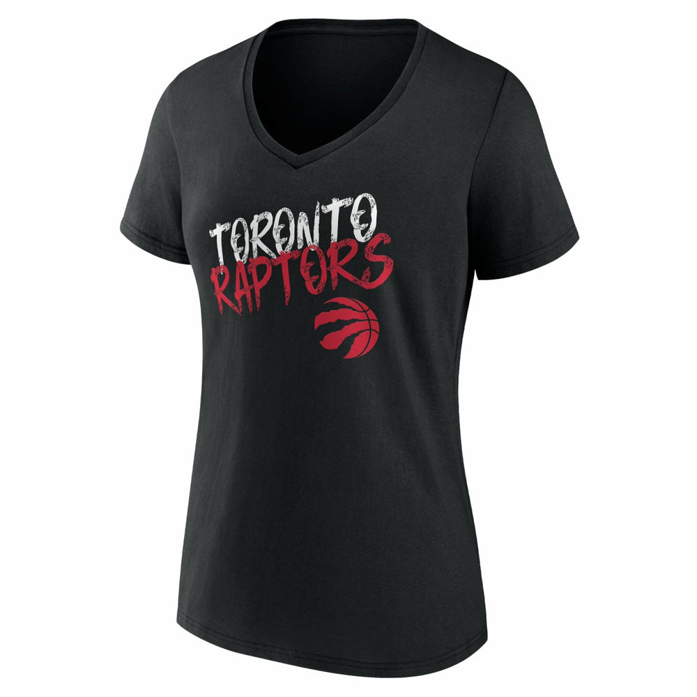 NBA - Toronto Raptors Women's Hustle Custom V-Neck T-Shirt - Black