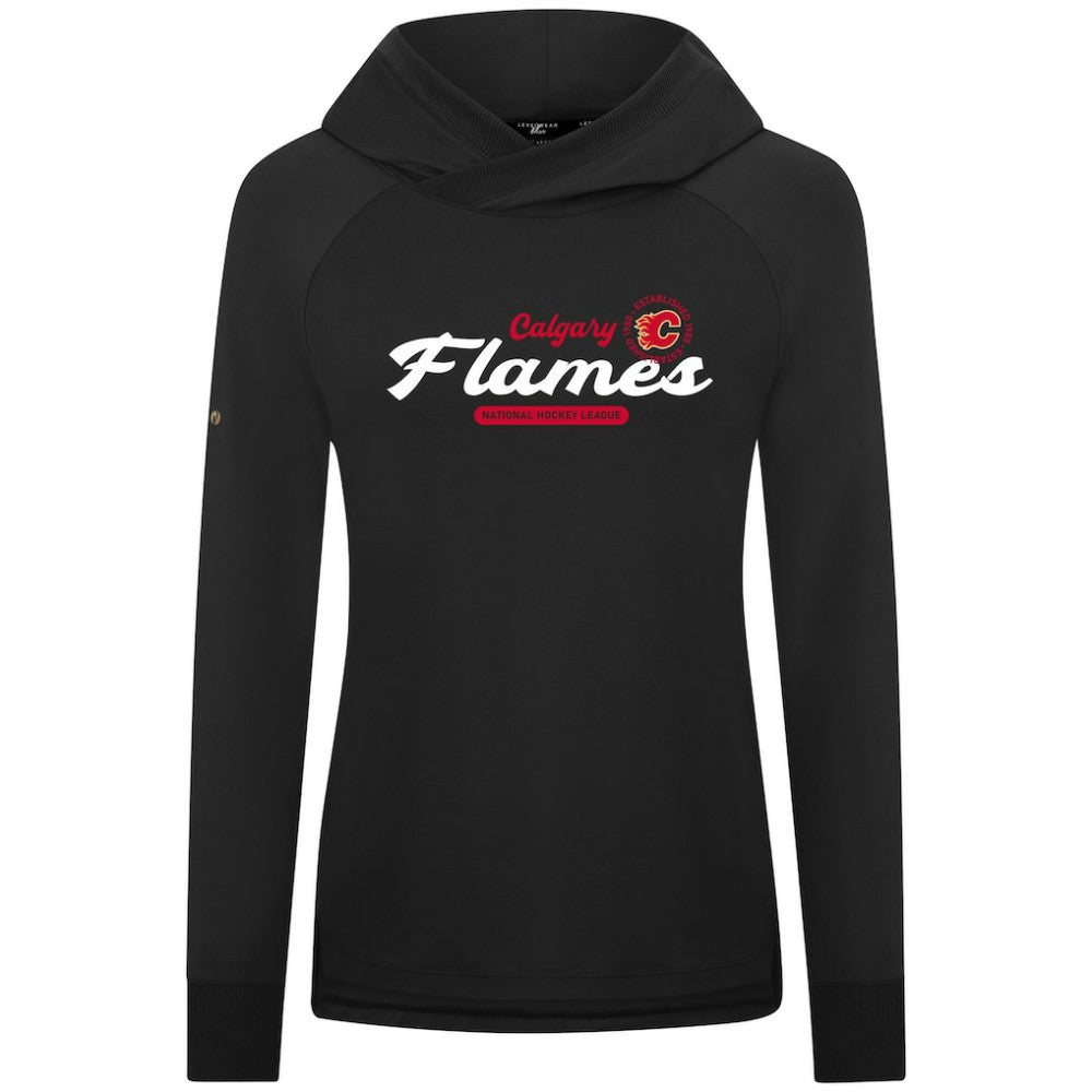 Calgary Flames - Levelwear Women's Slender Monument Raglan Pullover Hoodie Black