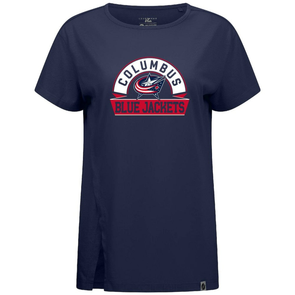 Columbus Blue Jackets - Levelwear Women's Influx Banner Arch T-Shirt Navy