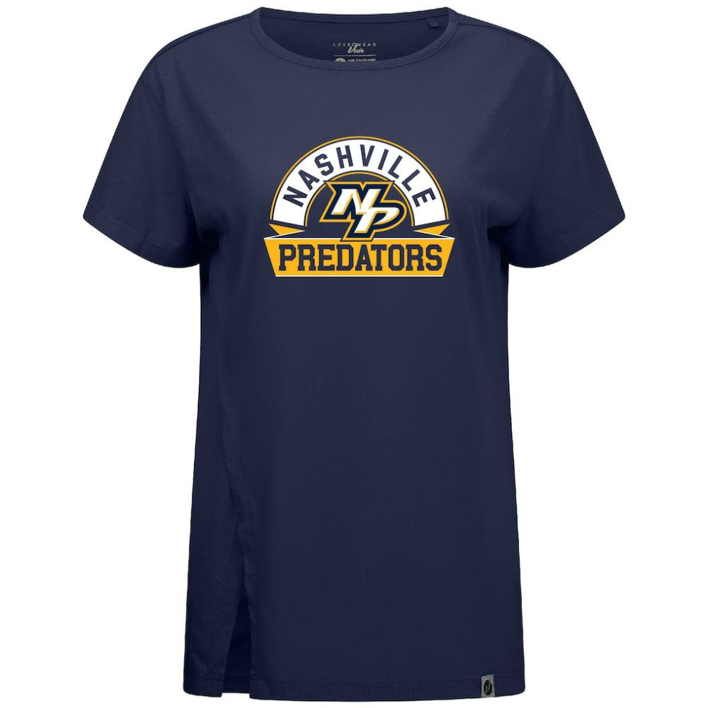 Nashville Predators - Levelwear Women's Influx Banner Arch T-Shirt Navy