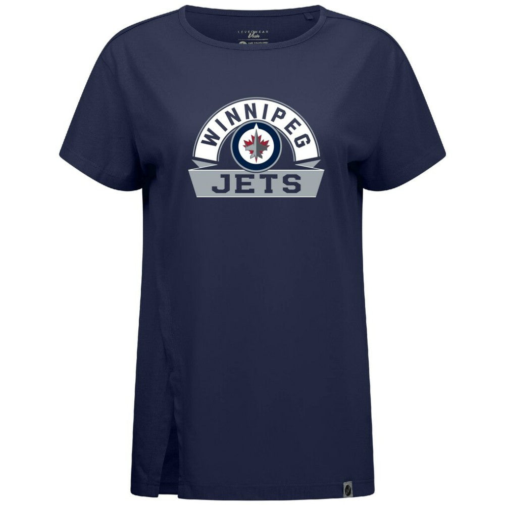 Winnipeg Jets - Levelwear Women's Influx Banner Arch T-Shirt Navy