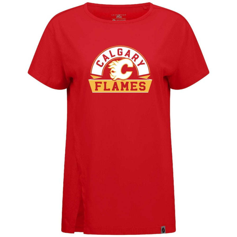 Calgary Flames - Levelwear Women's Influx Banner Arch T-Shirt Red
