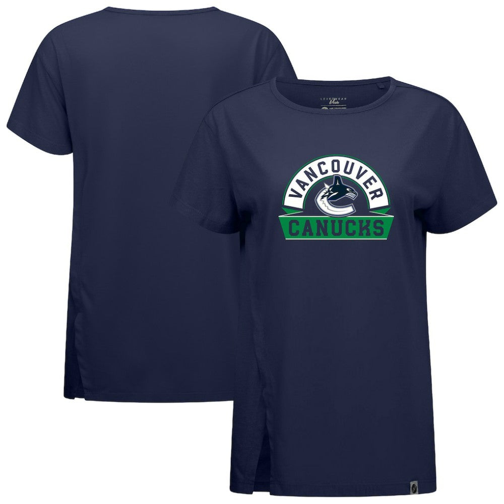 Vancouver Canucks - Levelwear Women's Influx Banner Arch T-Shirt Navy