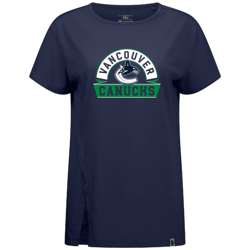 Vancouver Canucks - Levelwear Women's Influx Banner Arch T-Shirt Navy