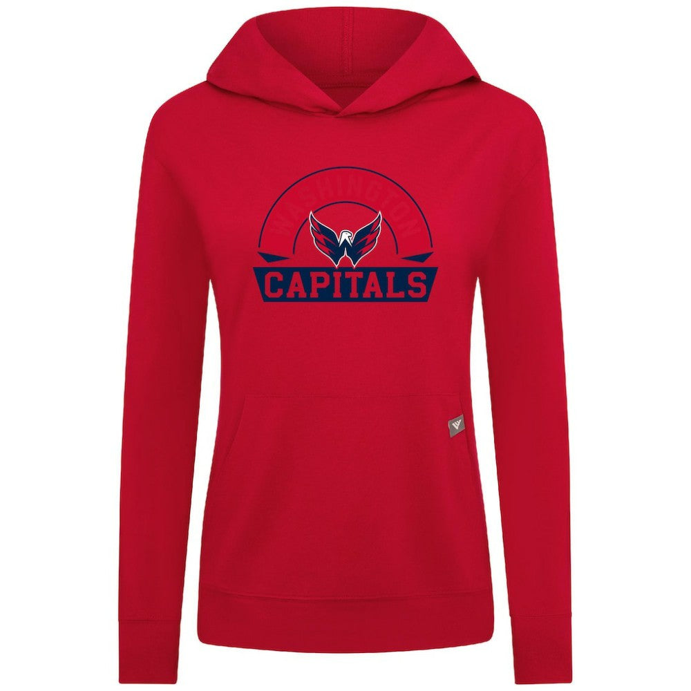 Washington Capitals Levelwear Women's Relay Banner Arch Pullover Hoodie Red
