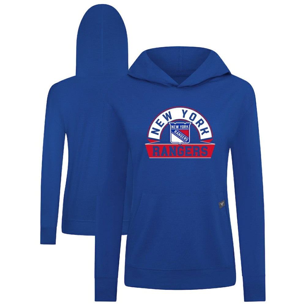 New York Rangers Levelwear Women's Relay Banner Arch Pullover Hoodie Royal