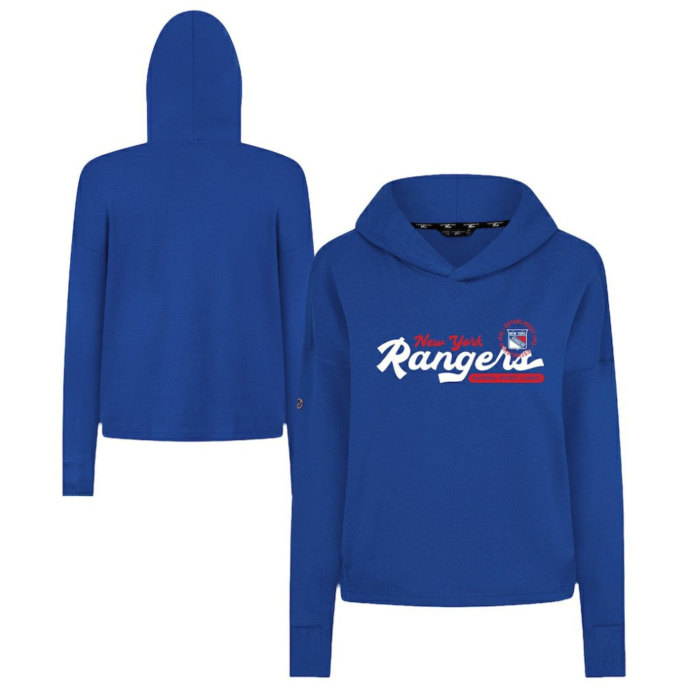New York Rangers Levelwear Women's Sweet Monument Tri-Blend Cropped Pullover Hoodie Royal