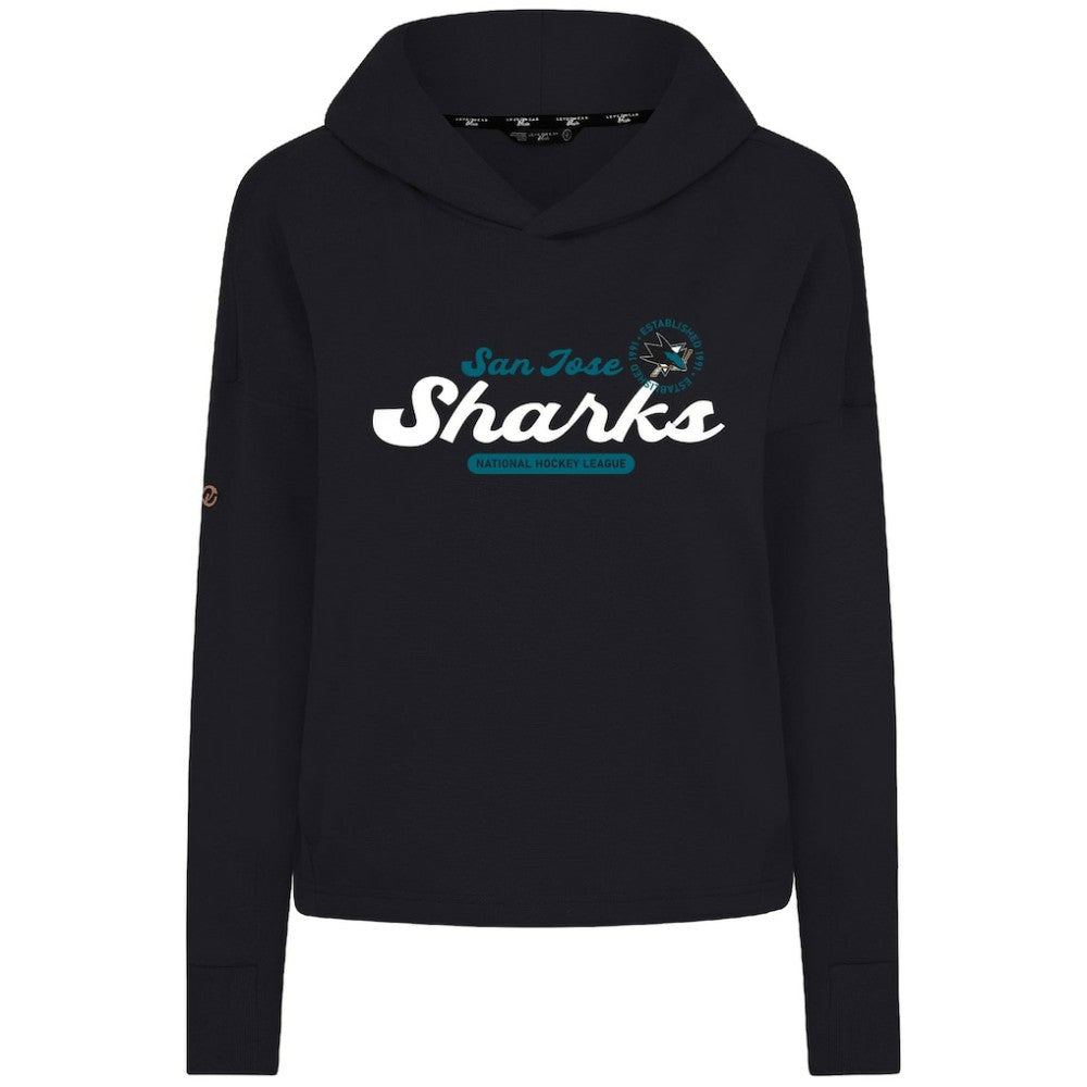 San Jose Sharks - Levelwear Women's Sweet Monument Tri-Blend Cropped Pullover Hoodie Black