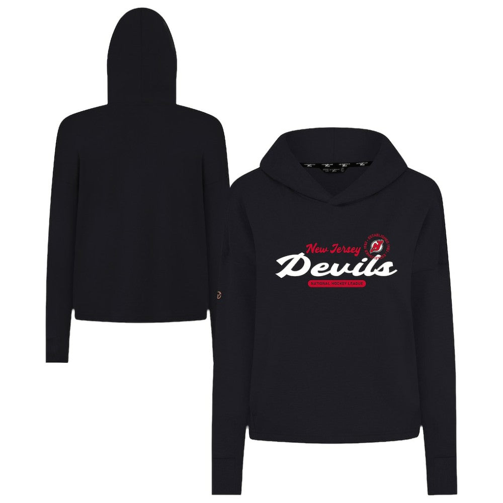 New Jersey Devils - Levelwear Women's Sweet Monument Tri-Blend Cropped Pullover Hoodie Black