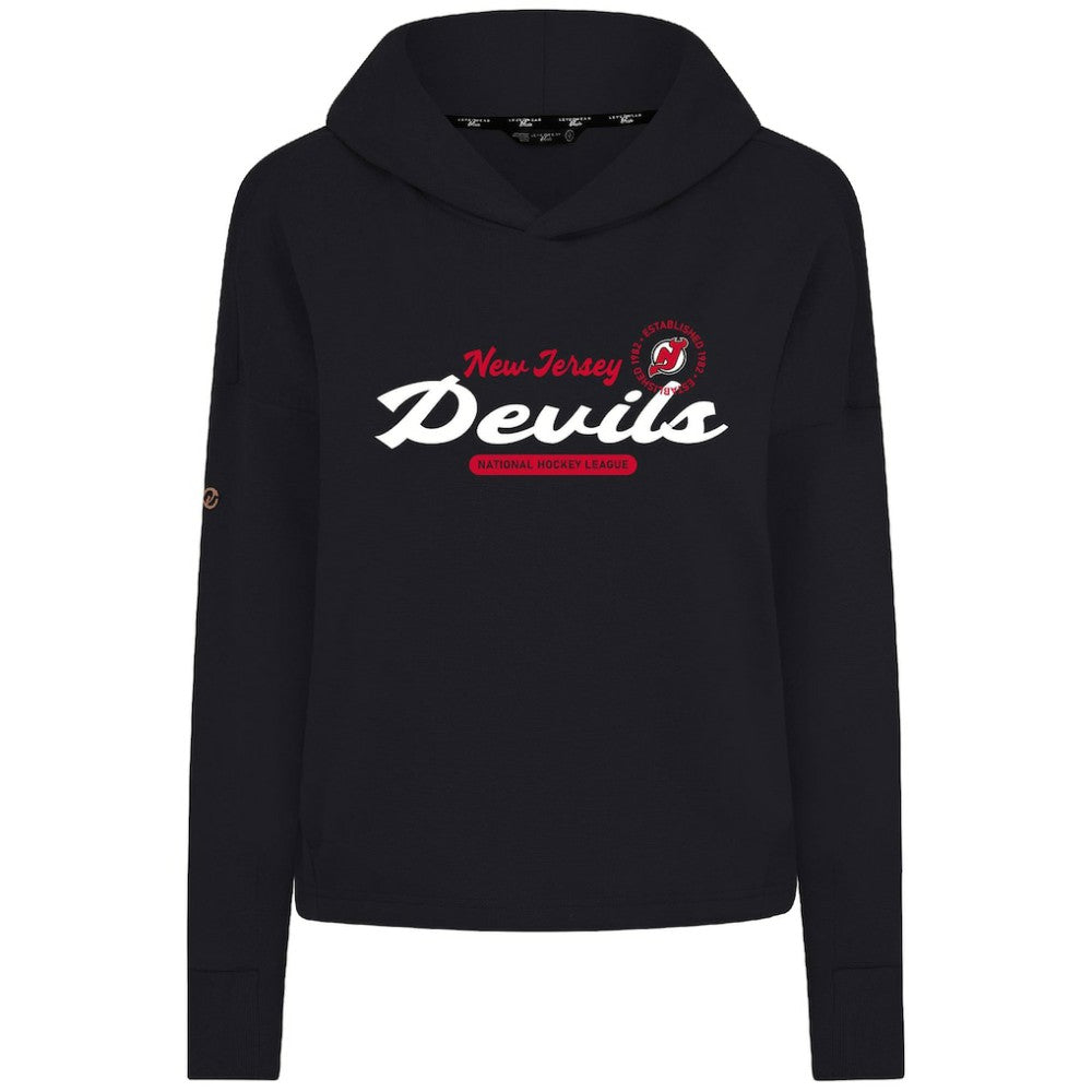 New Jersey Devils - Levelwear Women's Sweet Monument Tri-Blend Cropped Pullover Hoodie Black