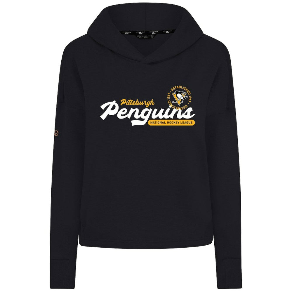 Pittsburgh Penguins Levelwear Women's Sweet Monument Tri-Blend Cropped Pullover Hoodie Black