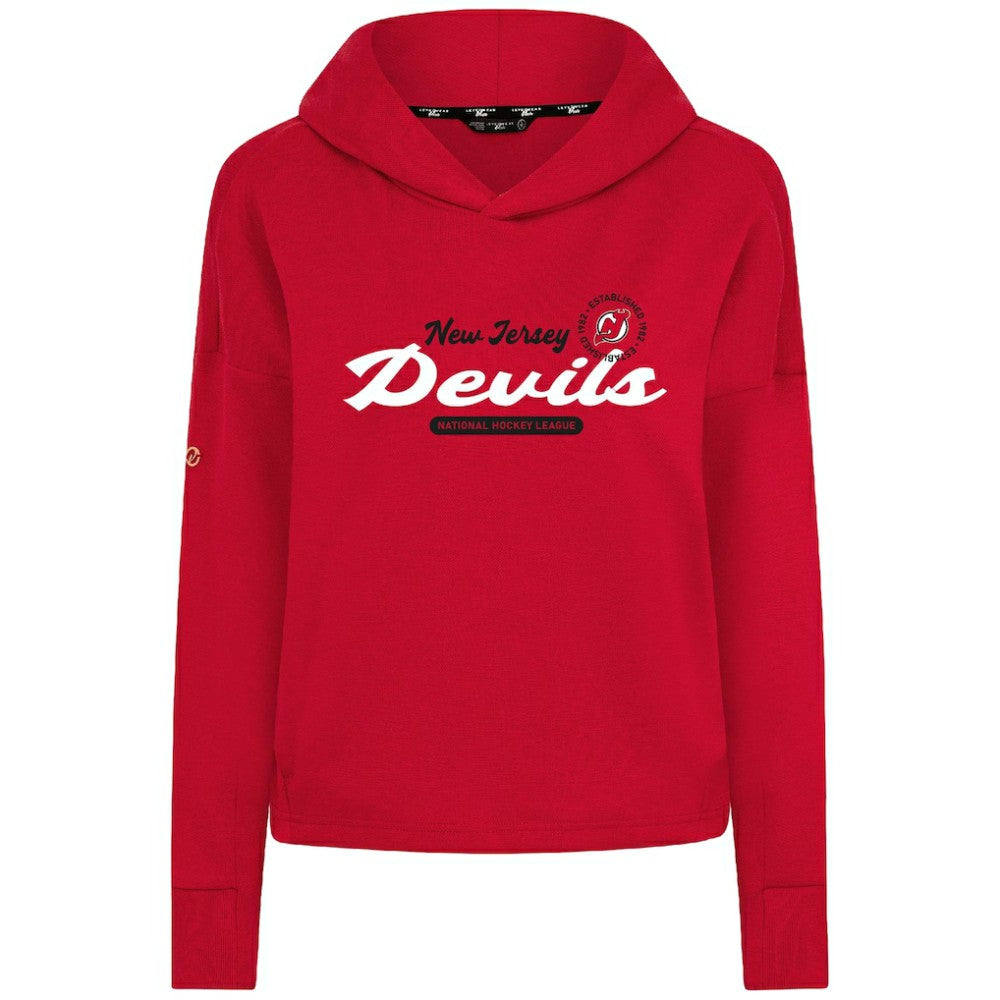 New Jersey Devils - Levelwear Women's Sweet Monument Tri-Blend Cropped Pullover Hoodie Red