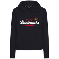 Chicago Blackhawks Levelwear Women's Sweet Monument Tri-Blend Cropped Pullover Hoodie Black