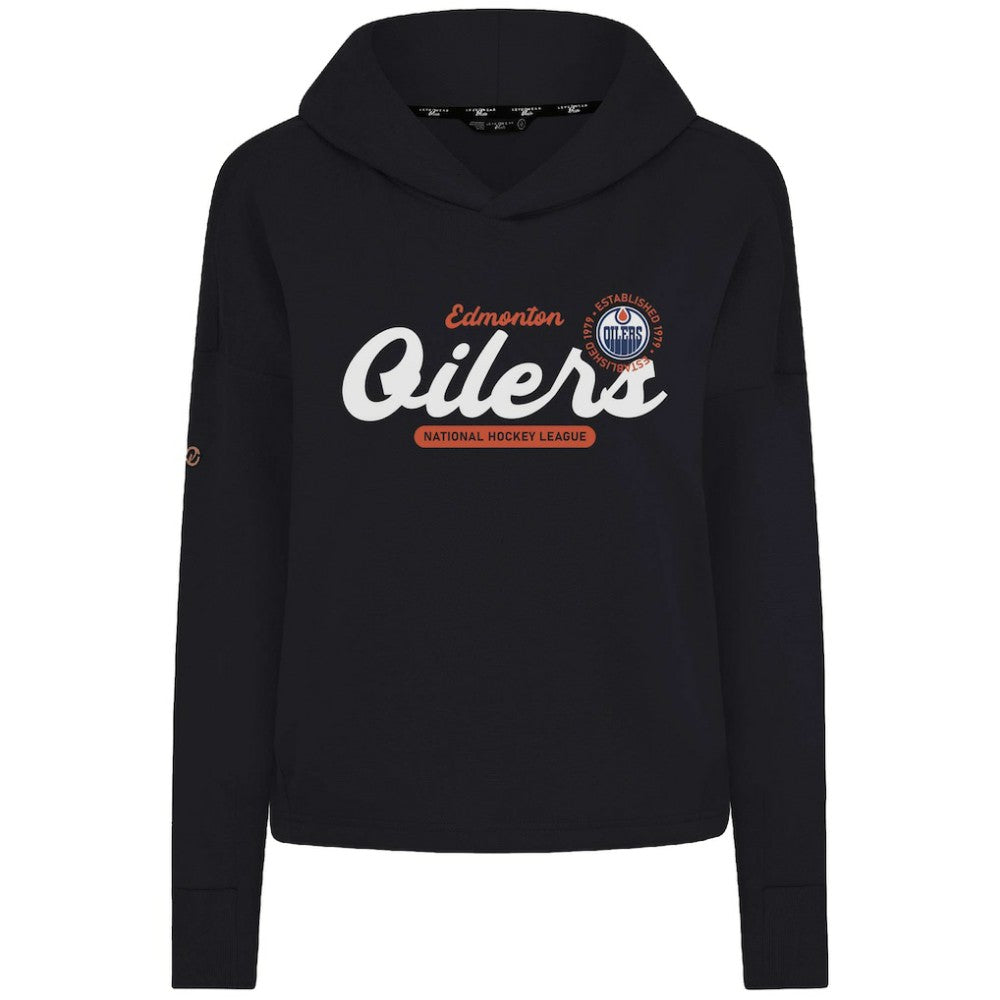 Edmonton Oilers - Levelwear Women's Sweet Monument Tri-Blend Cropped Pullover Hoodie Black