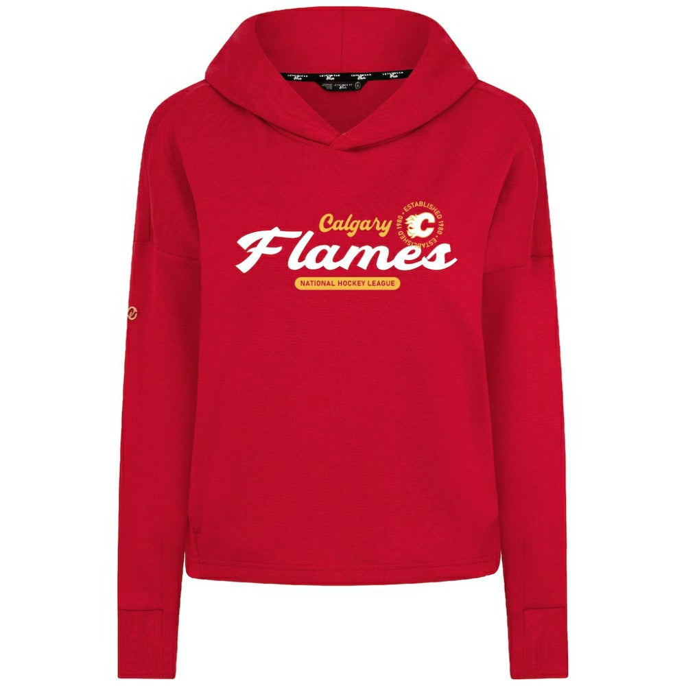 Calgary Flames - Levelwear Women's Sweet Monument Tri-Blend Cropped Pullover Hoodie Red