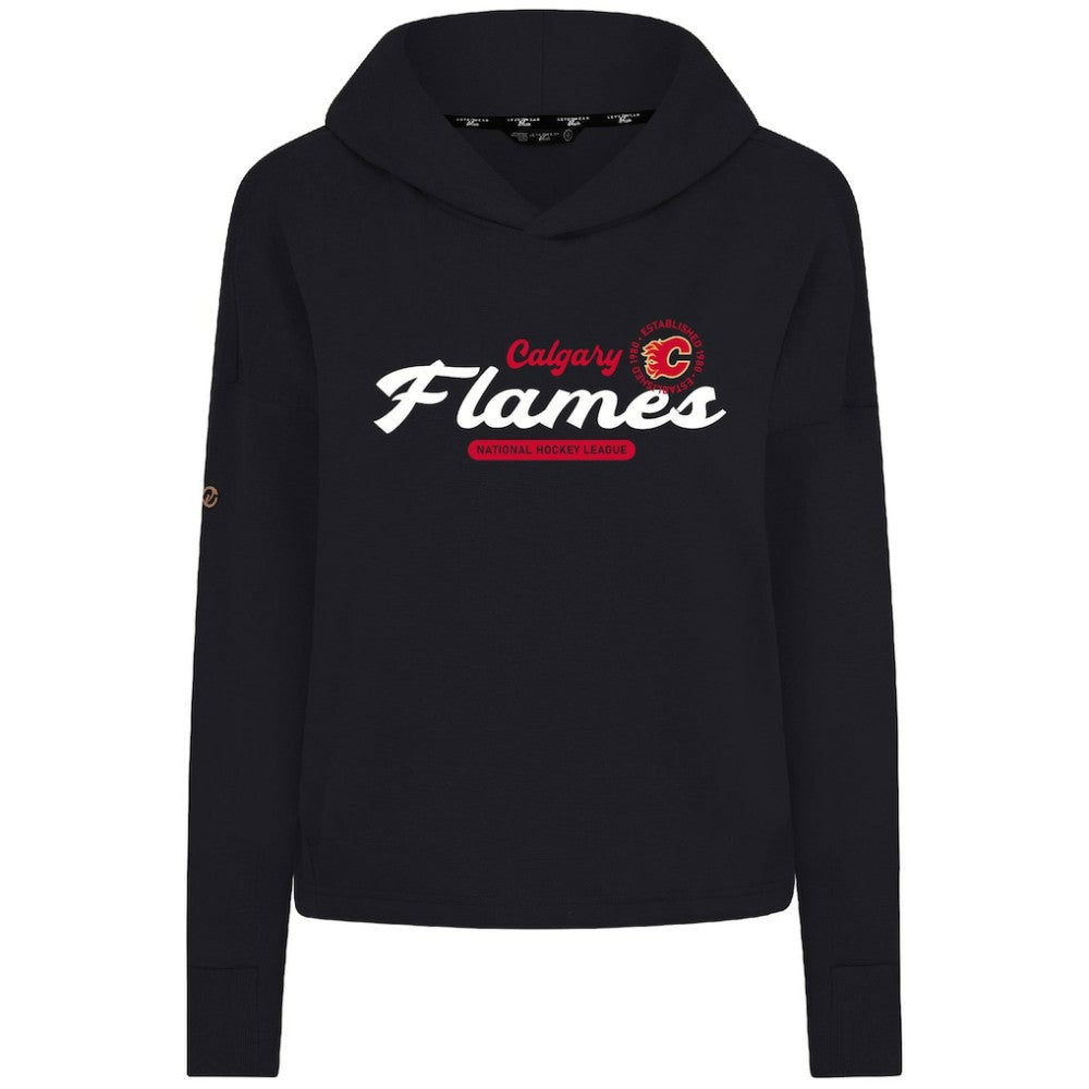 Calgary Flames - Levelwear Women's Sweet Monument Tri-Blend Cropped Pullover Hoodie Black