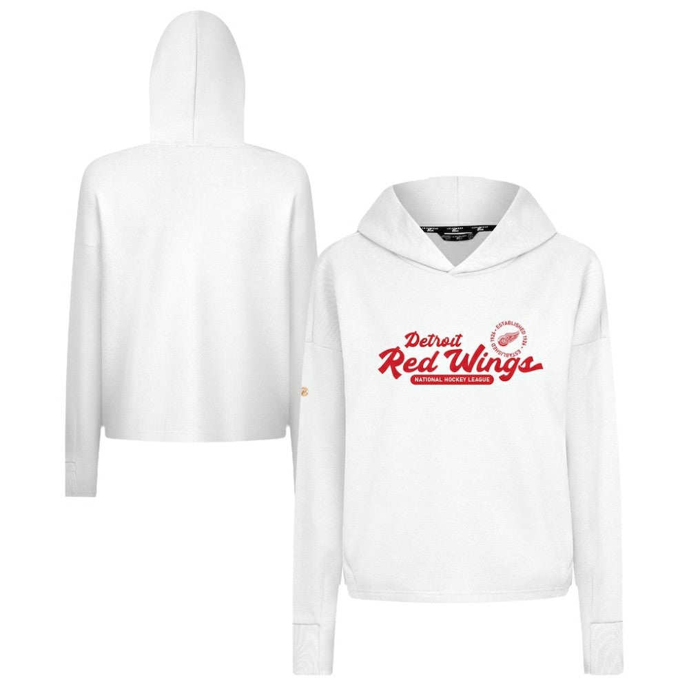 Detroit Red Wings - Levelwear Women's Sweet Monument Tri-Blend Cropped Pullover Hoodie White