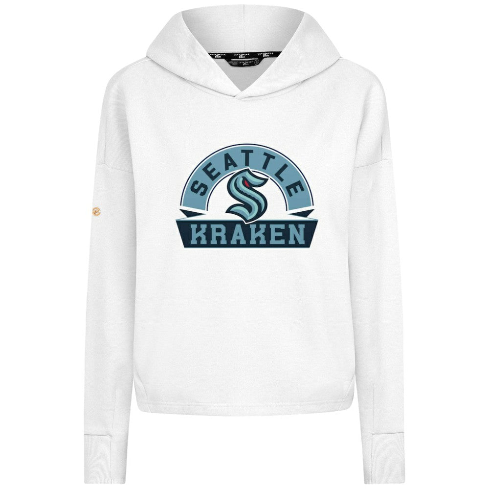 Seattle Kraken Levelwear Women's Sweet Banner Arch Tri-Blend Cropped Pullover Hoodie White