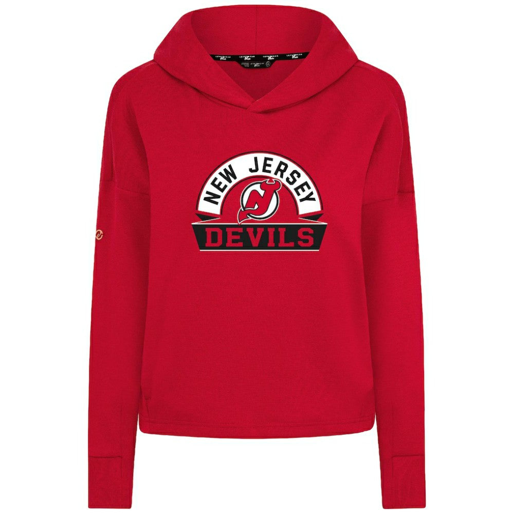 New Jersey Devils - Levelwear Women's Sweet Banner Arch Tri-Blend Cropped Pullover Hoodie Red