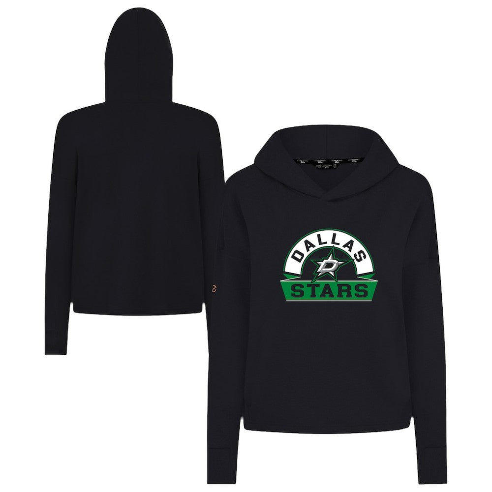 Dallas Stars - Levelwear Women's Sweet Banner Arch Tri-Blend Cropped Pullover Hoodie Black