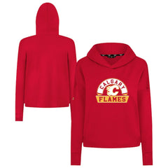 Calgary Flames - Levelwear Women's Sweet Banner Arch Tri-Blend Cropped Pullover Hoodie Red