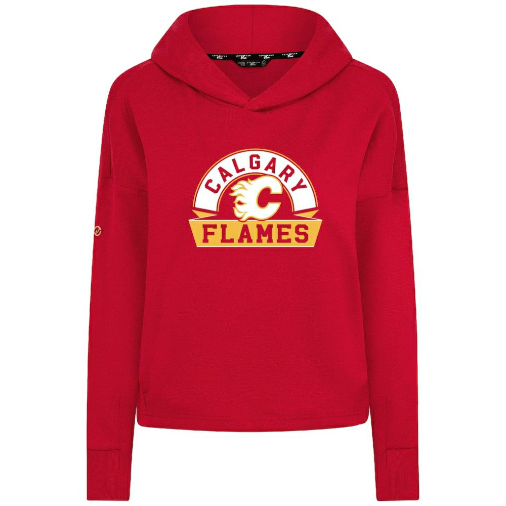Calgary Flames - Levelwear Women's Sweet Banner Arch Tri-Blend Cropped Pullover Hoodie Red