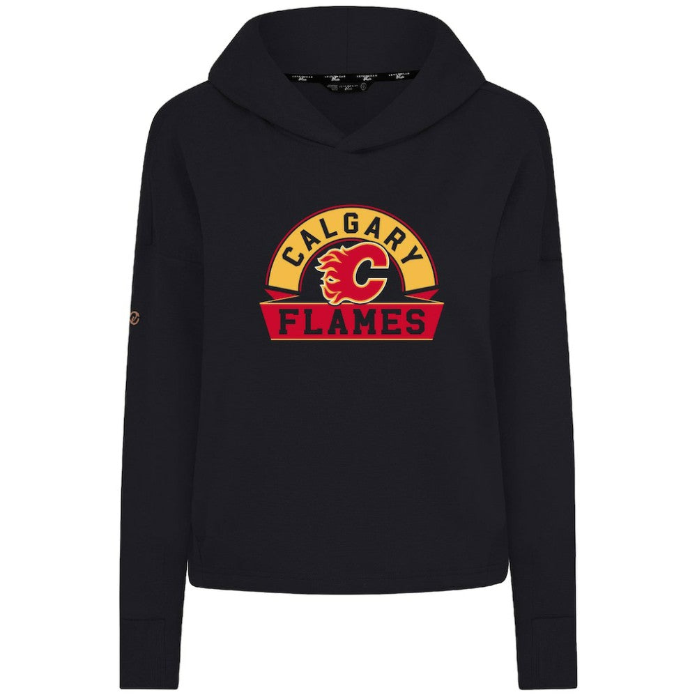 Calgary Flames - Levelwear Women's Sweet Banner Arch Tri-Blend Cropped Pullover Hoodie Black